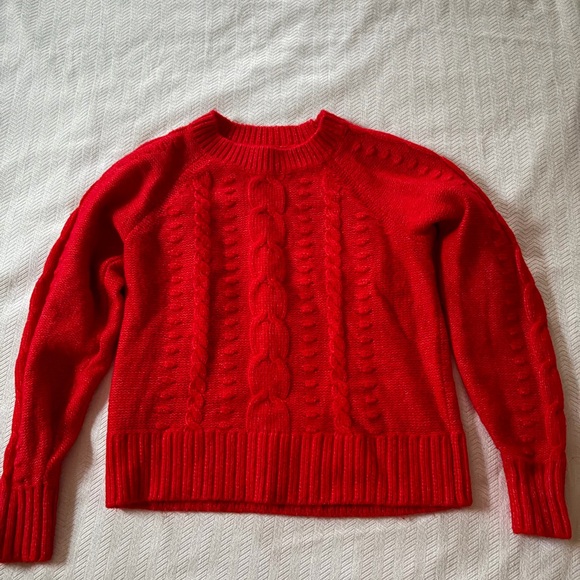 LOFT Sweaters - LOFT Vibrant Red Cable Knit Sweater